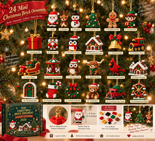 All 24 Christmas brick ornament designs