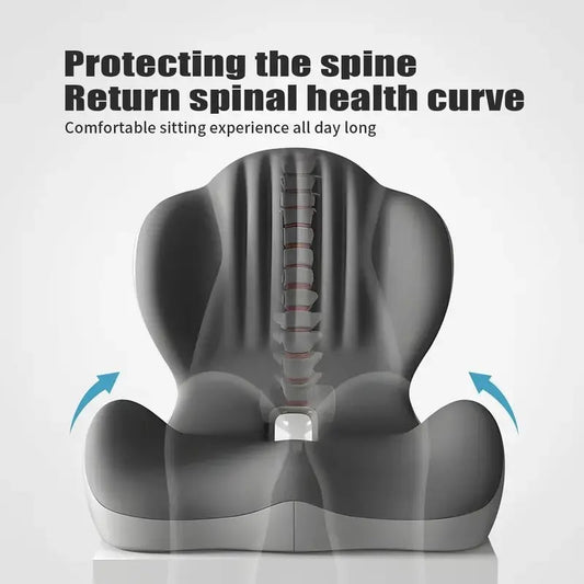 Ergonomic Memory Foam Seat Cushion with Lumbar & Back Support, Relieves Back Pain, Reduces Pressure