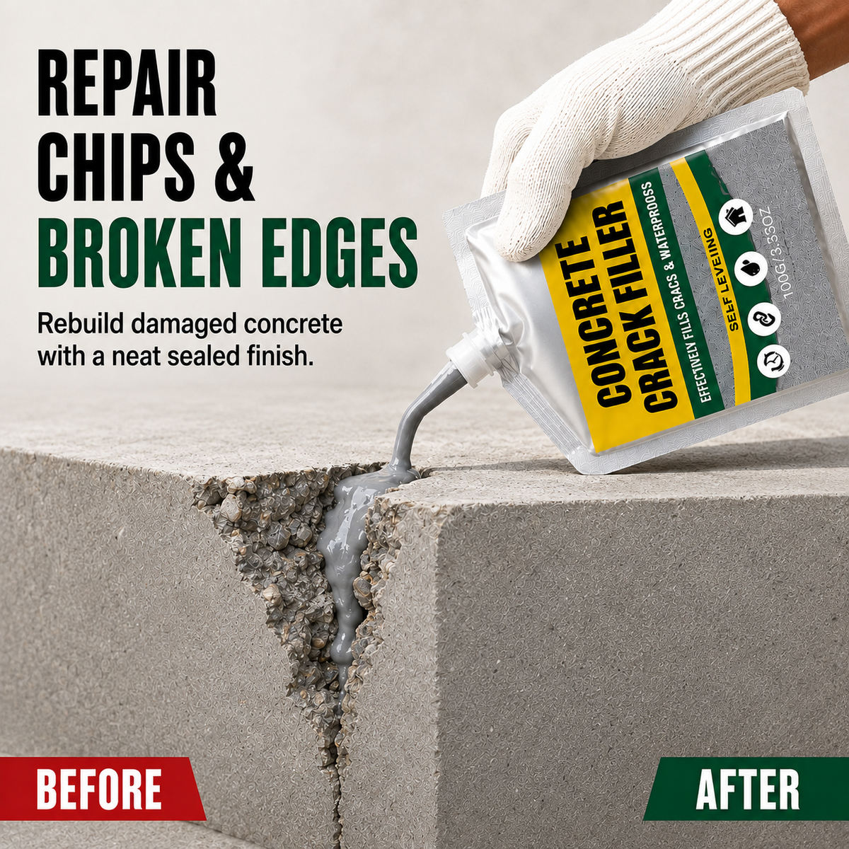 🏠 Waterproof Concrete Crack Filler for Indoor & Outdoor Use✨