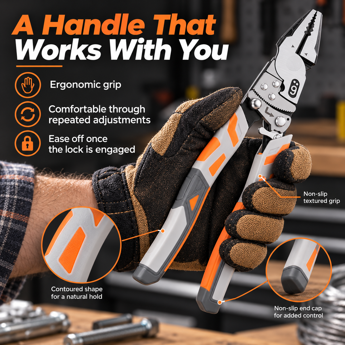 Self-Locking Ratchet Pliers With Wire Cutter